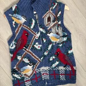 Vintage 100% Wool Bird Unisex Vest Mens Small / Womens' Large